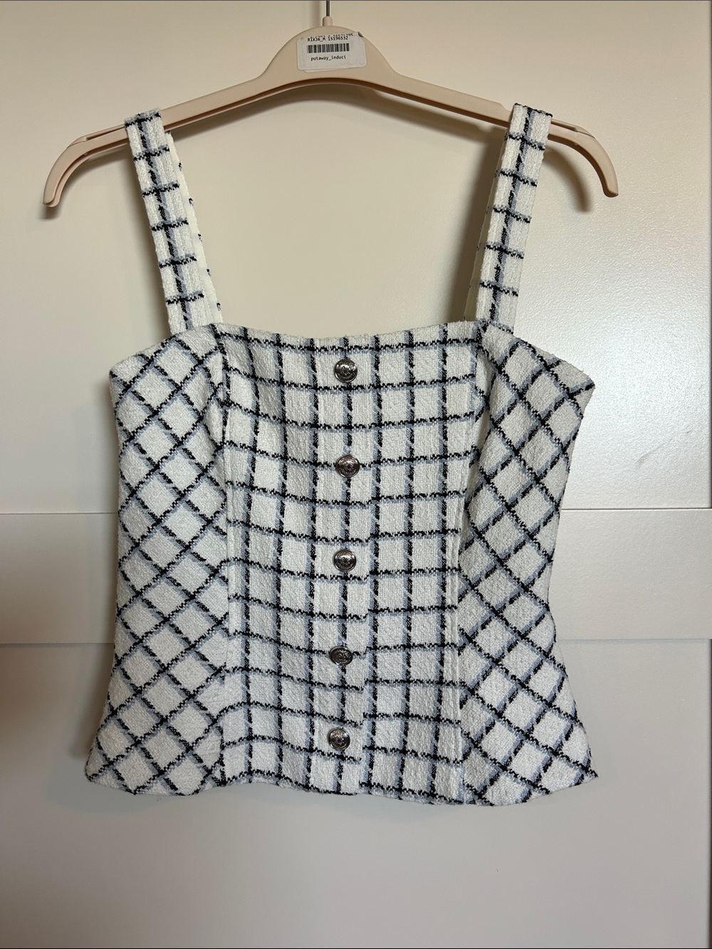 White House Black Market Stacey Plaid Tweed Bodice top size 4